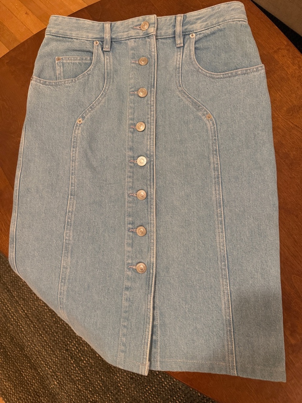 Isabel Marant Etoile Vandy Denim Midi Skirt 38 Button Front High Rise Light Wash - Picture 6 of 10